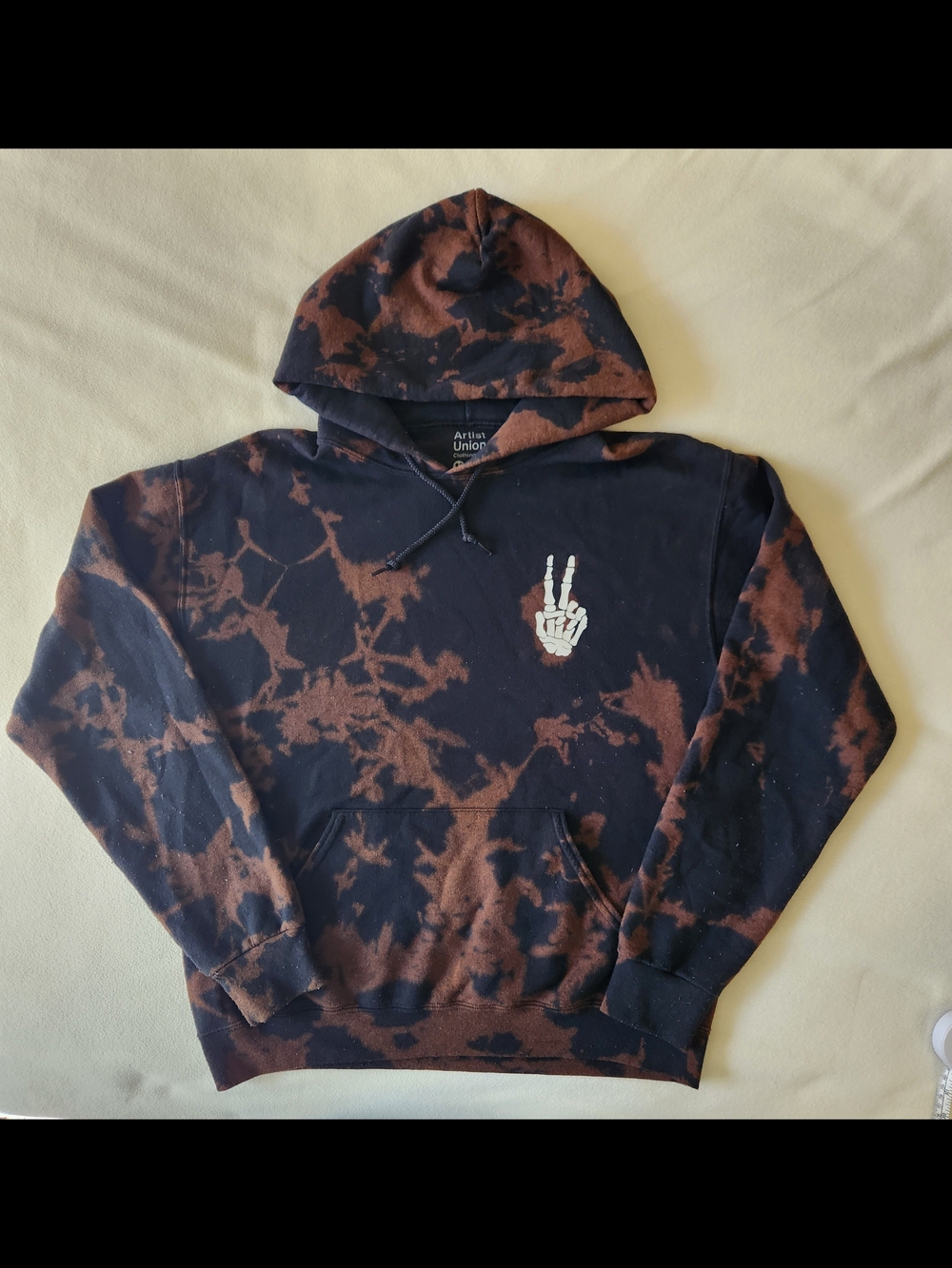 Artist Union Bleach Dye Hoodie Peace Sign Size Medium Preowned Great Condition
